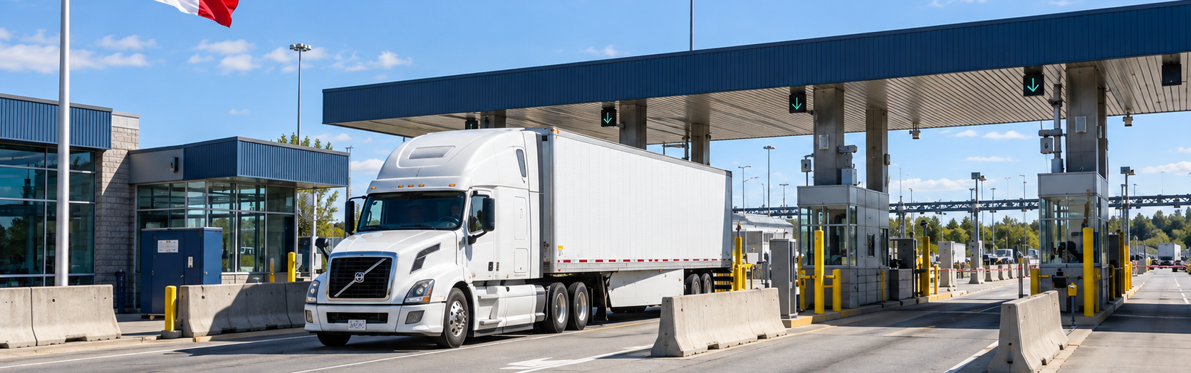 Camion de marchandises à un poste frontalier canadien