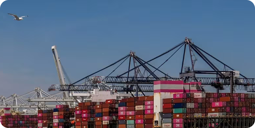 Grues portuaires et conteneurs au port